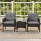 3 Pieces Mix Brown Rattan Patio Set with Cushions and Glass Table